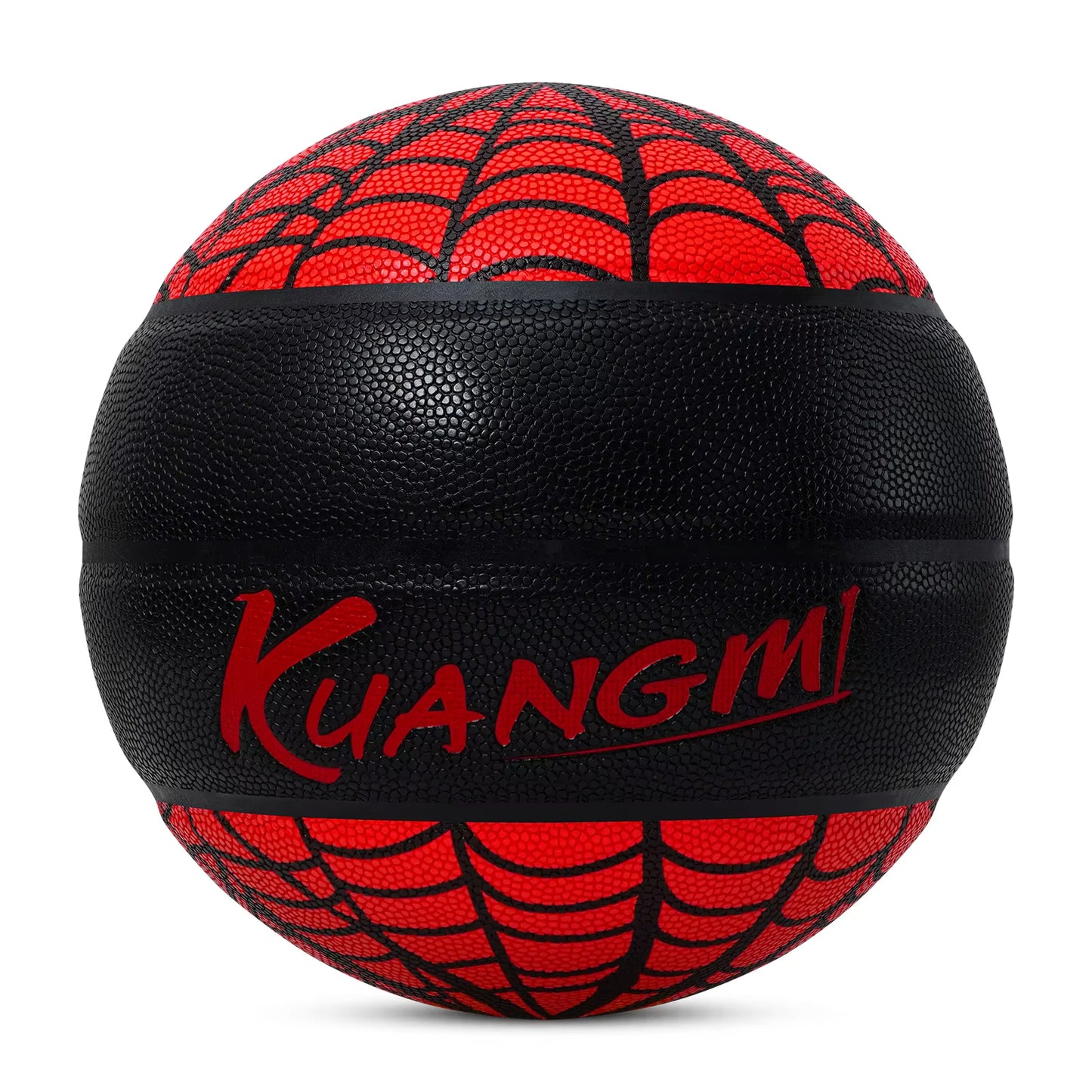 Kuangmi Black and Red Spider Pattern Basketball PU Anti-Slip Size 7 Competition and Training