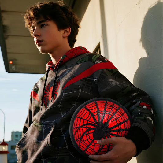 Kuangmi Black and Red Spider Pattern Basketball PU Anti-Slip Size 7 Competition and Training