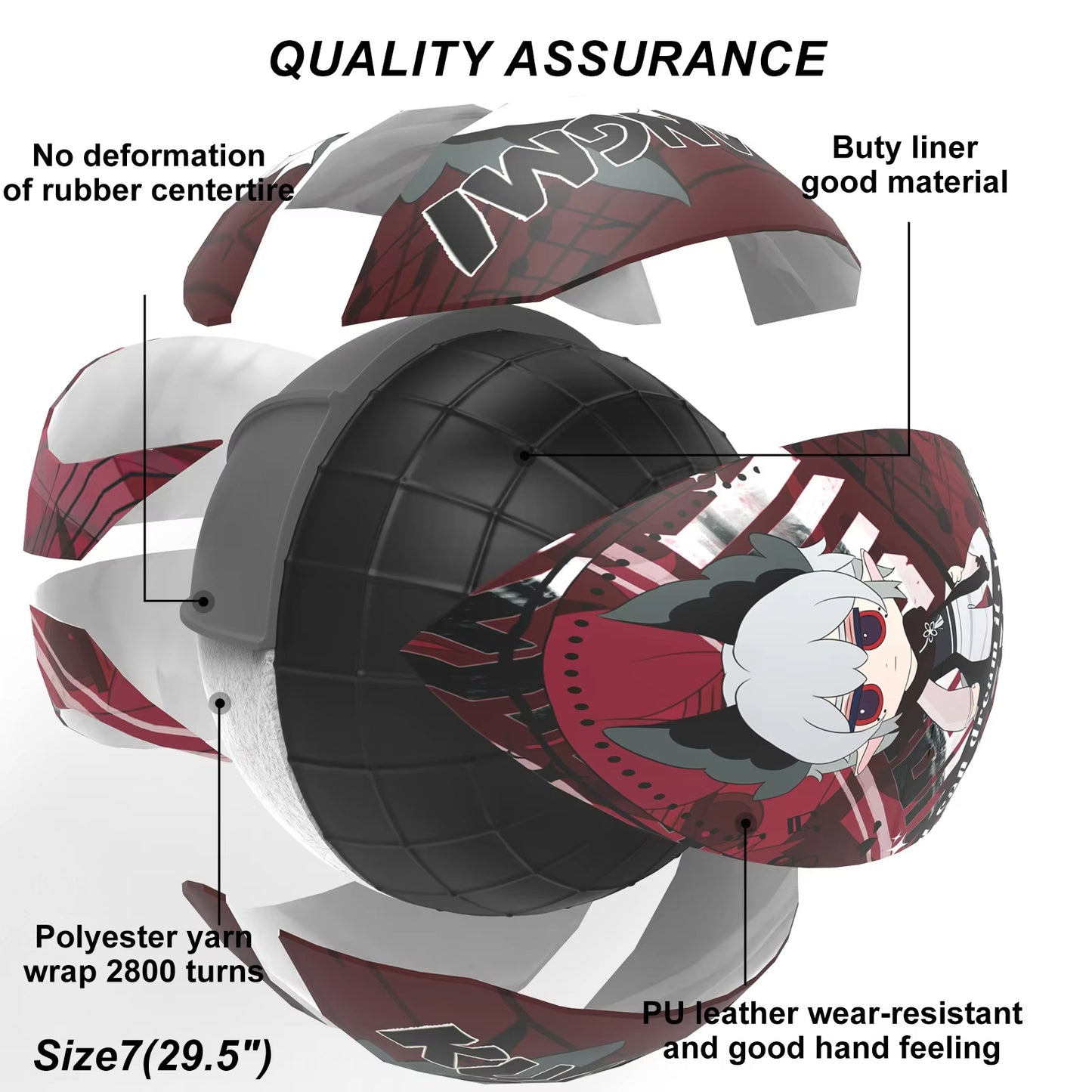 Kuangmi Anime Street Basketball, made of PU leather, is an official Size 7 streetball suitable for men, women and youth