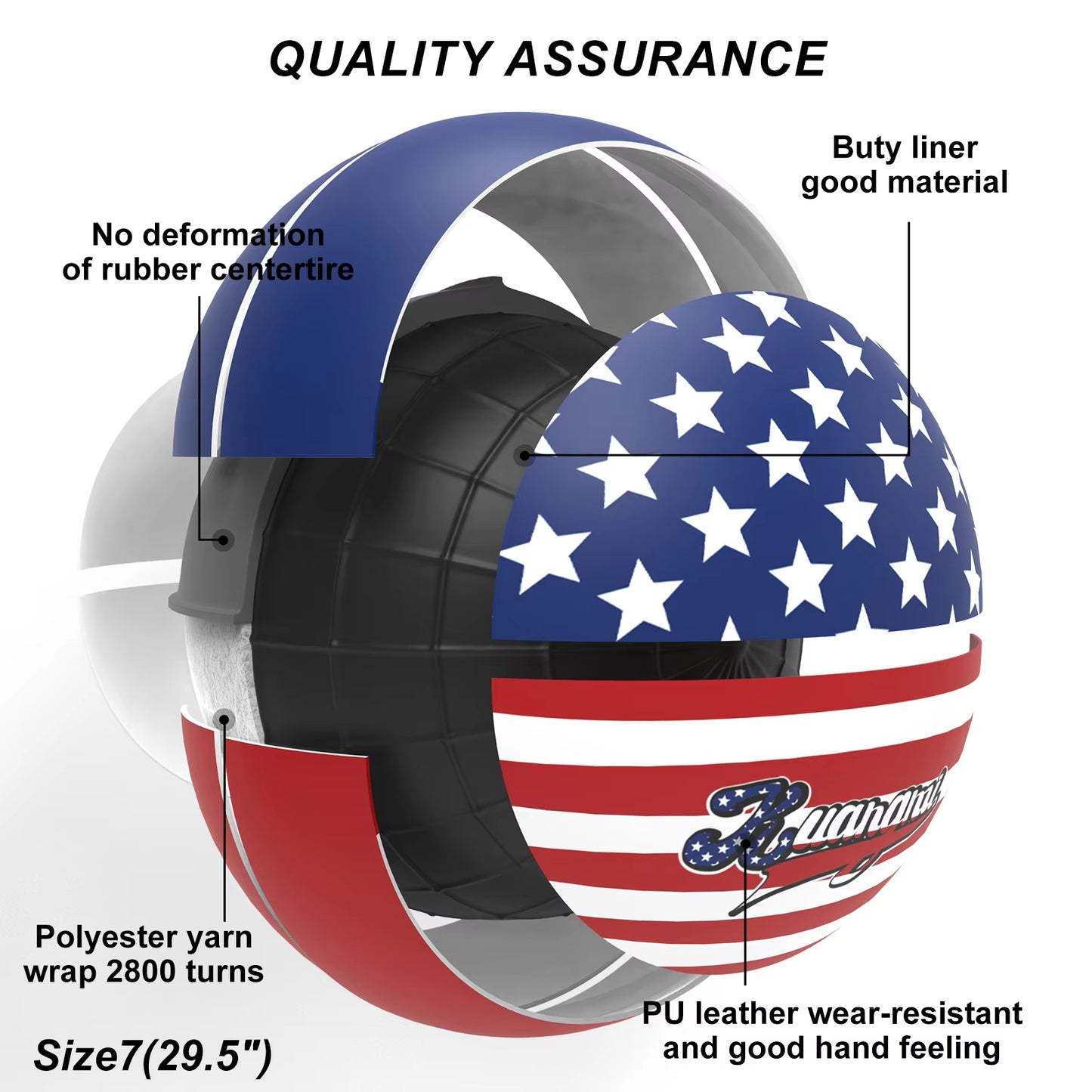 Kuangmi Size 7 PU Basketball - American Style, High-Quality Leather Feel, Excellent Grip for Indoor/Outdoor Training