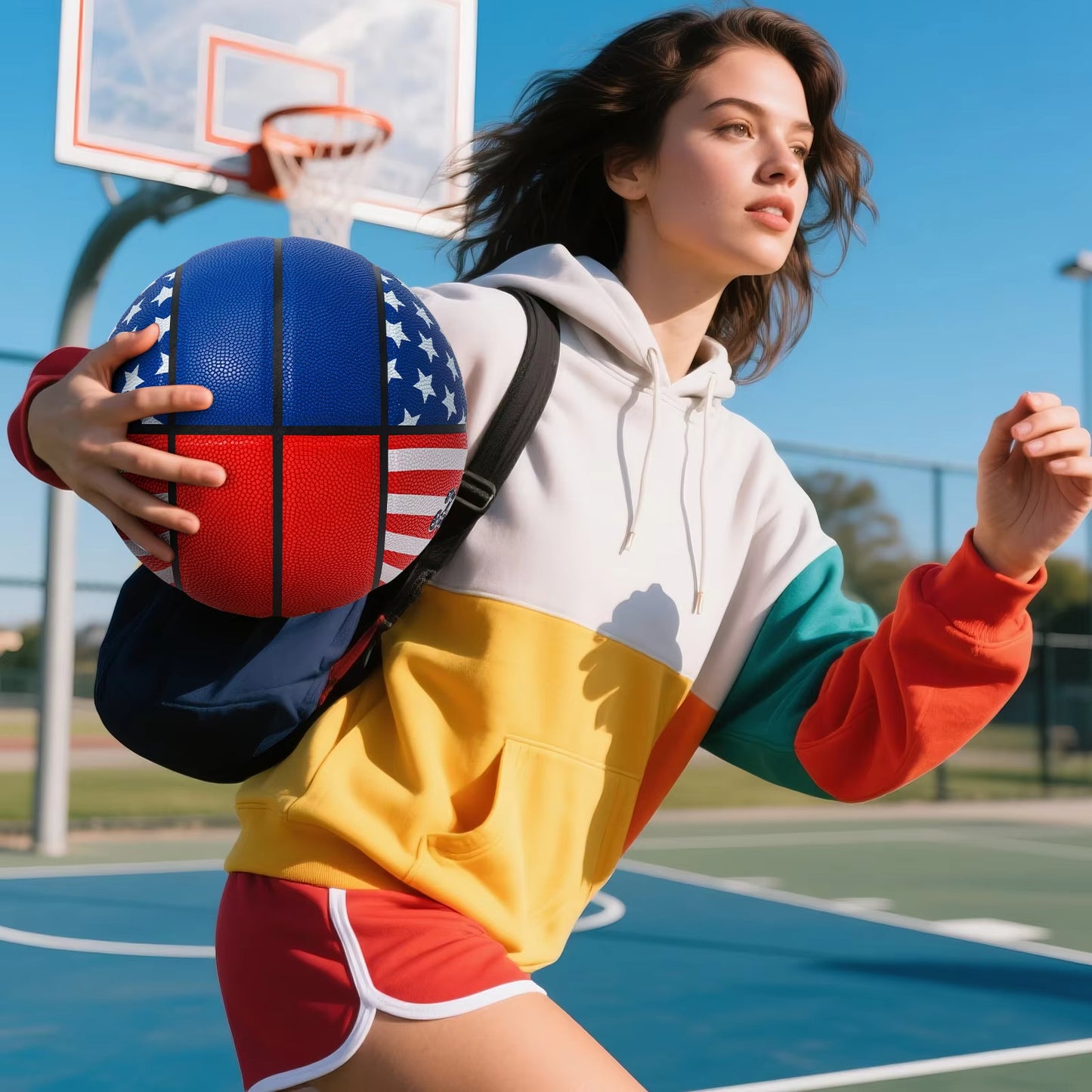 Kuangmi Size 7 PU Basketball - American Style, High-Quality Leather Feel, Excellent Grip for Indoor/Outdoor Training