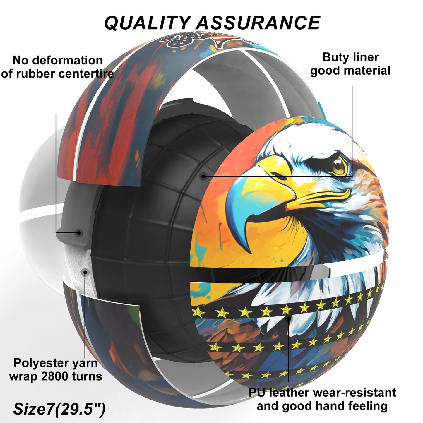 Kuangmi Sea Eagle Basketball PU Wear-resistant Anti-slip Indoor and Outdoor Competition Training Universal Size7 29.5"