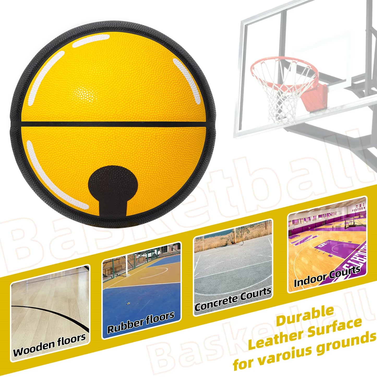 Kuangmi Bell Street Basketball Size7 Game Training Indoor and Outdoor Standard Basketball for Youth and Adults