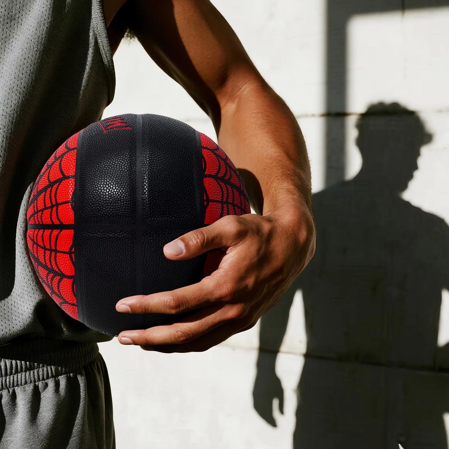 Kuangmi Black and Red Spider Pattern Basketball PU Anti-Slip Size 7 Competition and Training