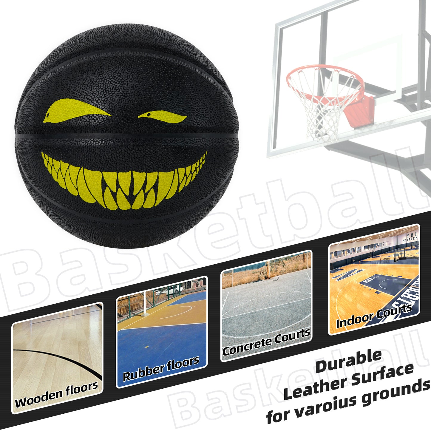Kuangmi Devil Smiley Luminous Basketball Size 7