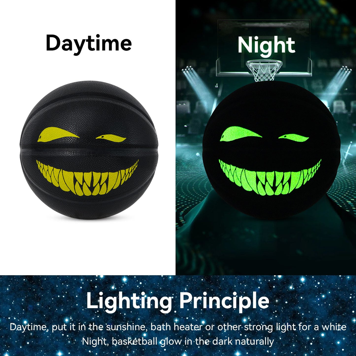 Kuangmi Devil Smiley Luminous Basketball Size 7