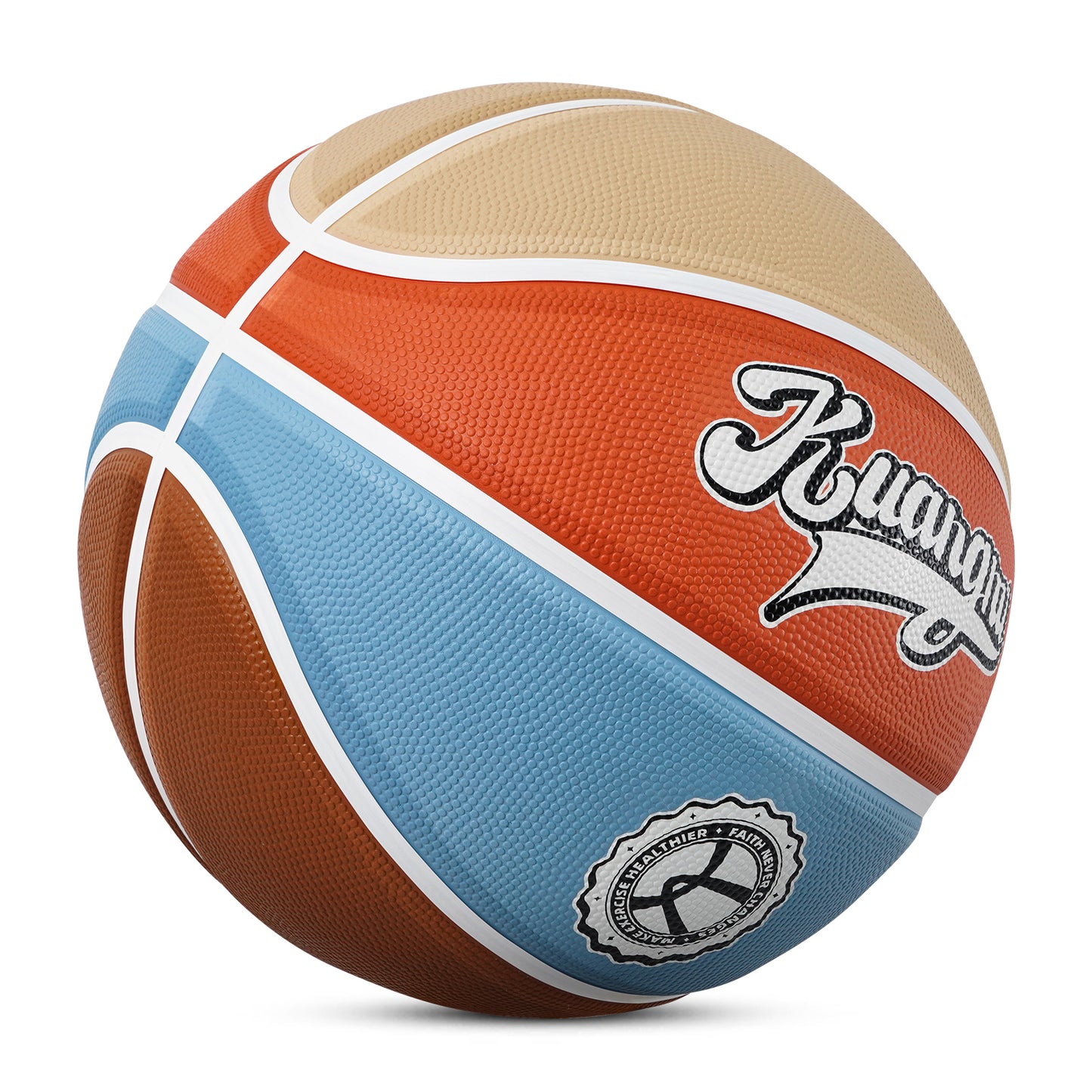 Kuangmi American Style Indoor/Outdoor Premium Rubber Basketball Dark Blue-Orange Size 7 Slope chart left
