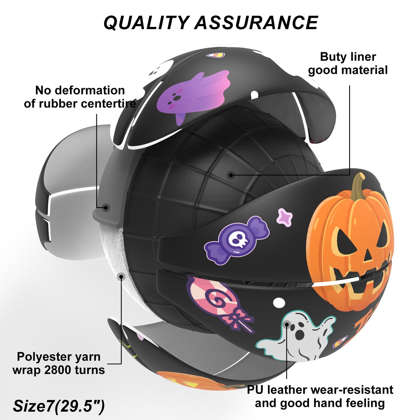 Kuangmi 2025 Halloween Themed Basketball Size 7 (29.5") - PU Material, Indoor & Outdoor Use, Perfect for Holiday Community Games & Decor