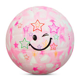 Kuangmi Pink Smiley Face Volleyball, Size 5, PU Surface