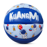 Kuangmi Kids' Blue Astronaut Basketball, Size 5 (27.5"), Hygroscopic PU Leather