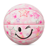 Kuangmi Pink Winking Star Basketball, Size 7 (29.5"), Hygroscopic PU