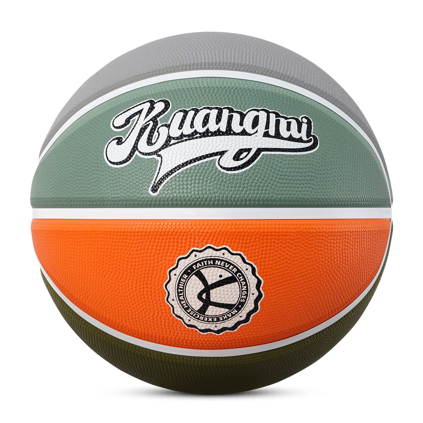 Kuangmi American Style Indoor/Outdoor Premium Rubber Basketball Dark Green Orange Size 7