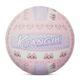 Kuangmi Fair Isle Pattern Volleyball - Cute Cat & Heart Design Size 5