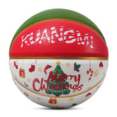 Kuangmi Christmas Basketball, Size 7 (29.5"), Hygroscopic PU Leather, Ideal Christmas Gift