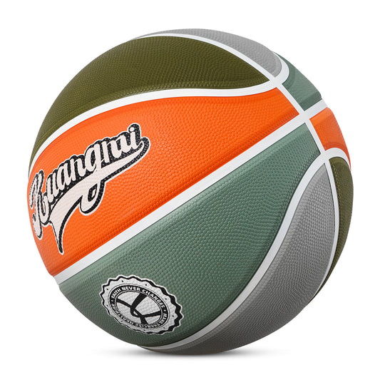 Kuangmi American Style Indoor/Outdoor Premium Rubber Basketball Dark Green Orange Size 7 Right slope chart