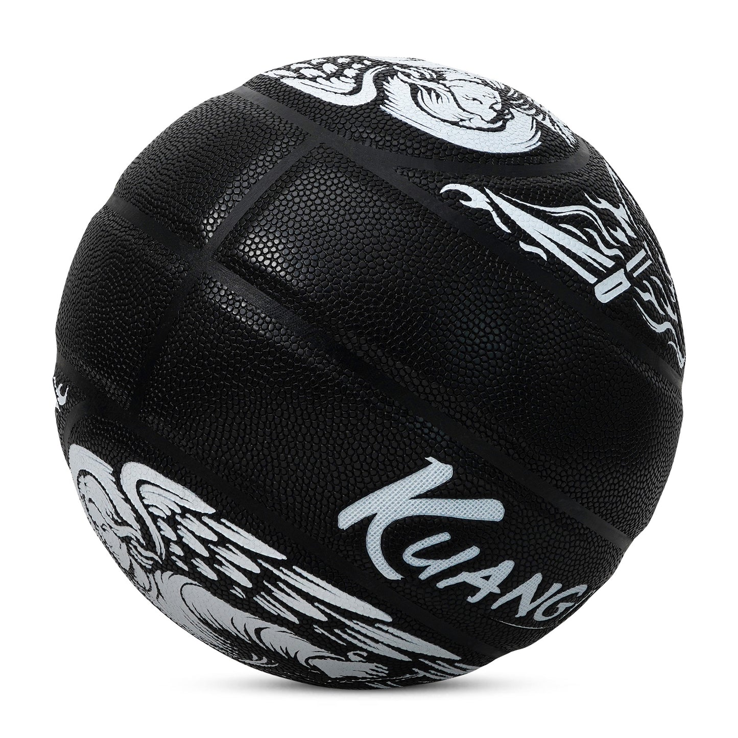 Kuangmi Tai Chi Angel & Demon Basketball Size 7(29.5“), Durable PU Ball for Kids Youth Adults, Indoor Outdoor Training Game