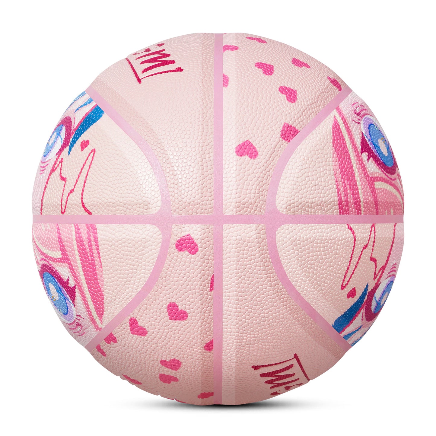Kuangmi Pink Anime Pattern Basketball Size 7(29.5“), Durable PU Ball for Kids Youth Adults, Indoor Outdoor Training Game