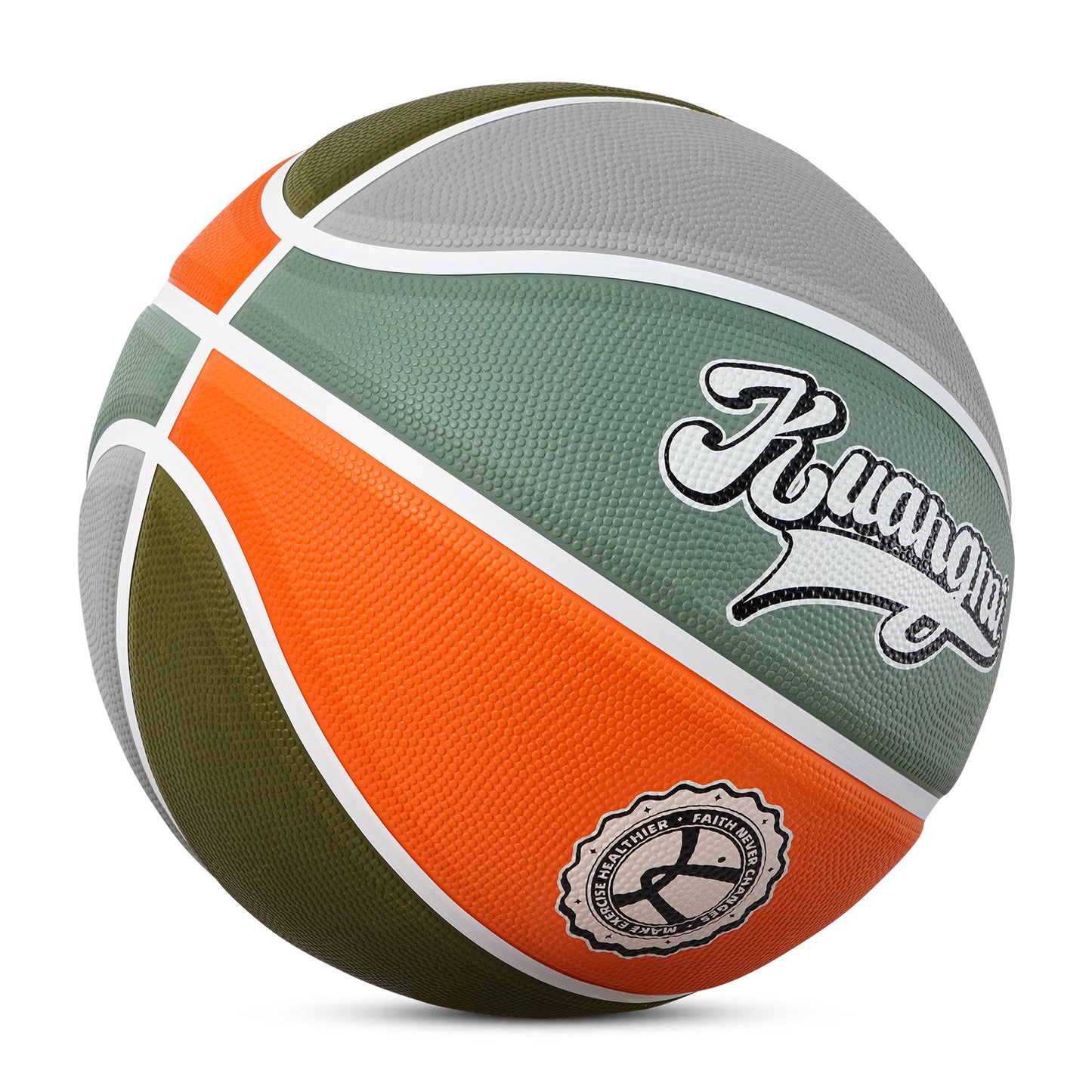 Kuangmi American Style Indoor/Outdoor Premium Rubber Basketball Dark Green Orange Size 7