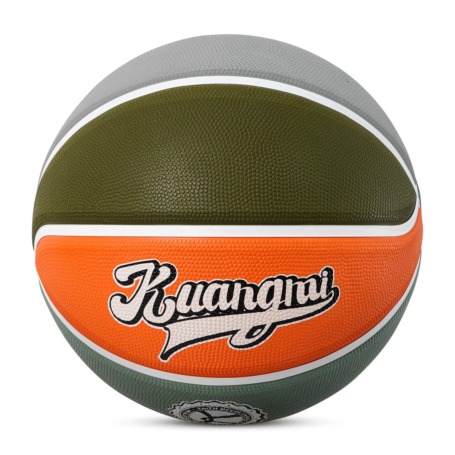 Kuangmi American Style Indoor/Outdoor Premium Rubber Basketball Dark Green Orange Size 7