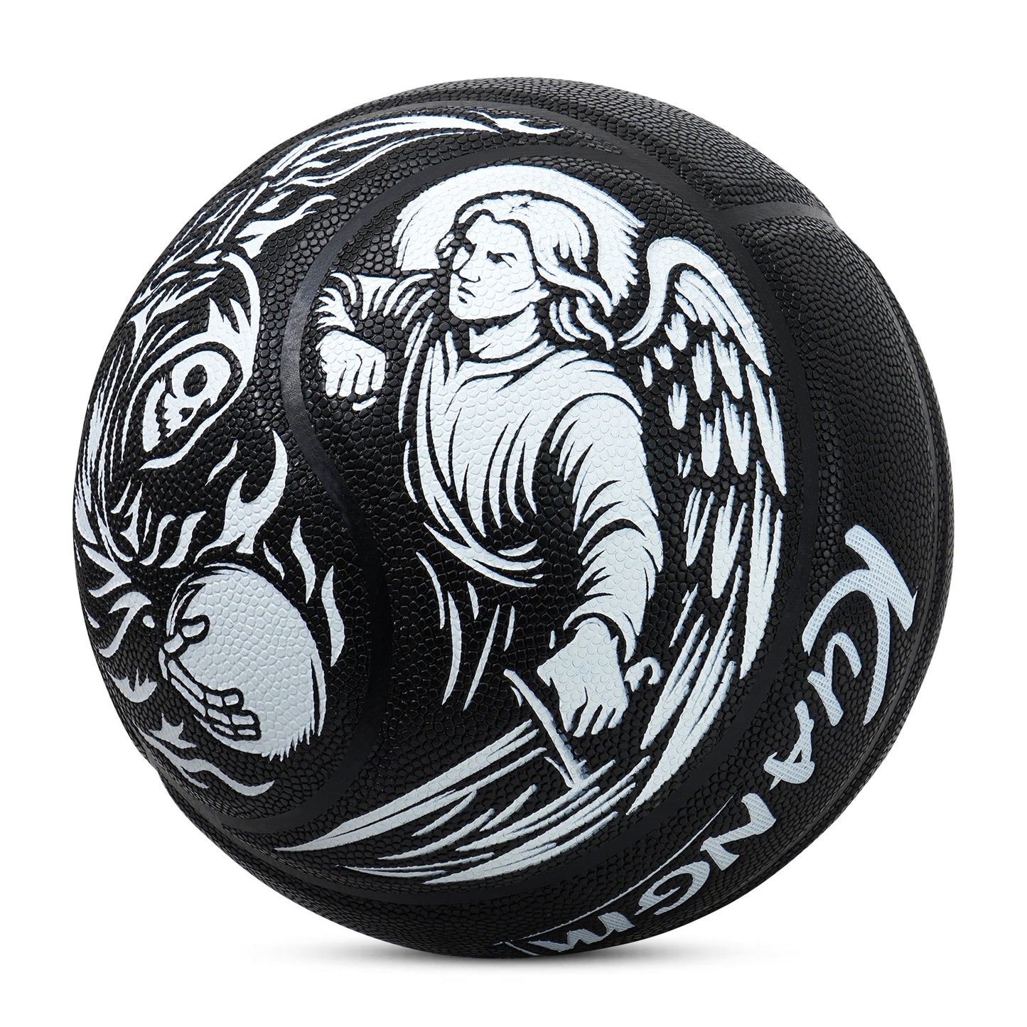 Kuangmi Tai Chi Angel & Demon Basketball Size 7(29.5“), Durable PU Ball for Kids Youth Adults, Indoor Outdoor Training Game