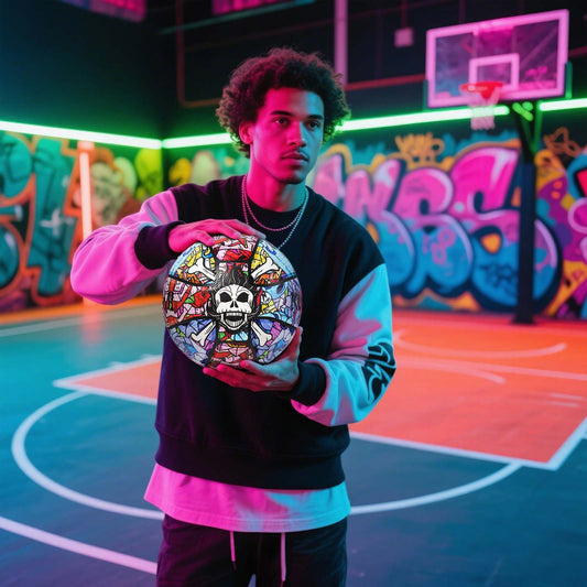 Kuangmi Skull Themed Basketball - Size 7 (29.5"), PU Material, Indoor/Outdoor, Patent-Shaped Inner Tire, Playable & Decorative
