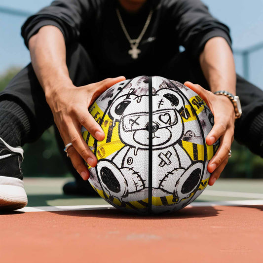 Balón de baloncesto callejero con temática de oso Kuangmi, talla 7