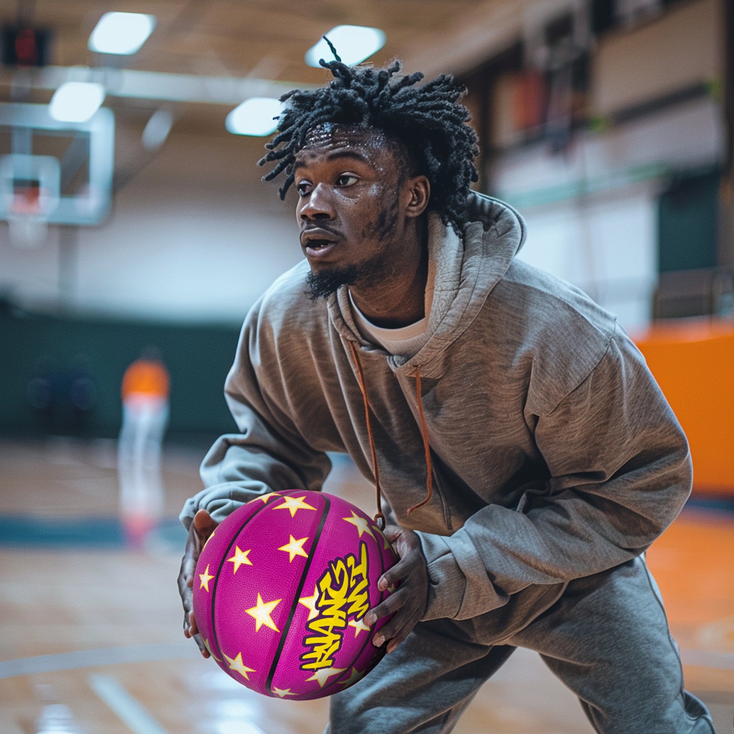 Balón de baloncesto callejero Kuangmi Purple Stars, talla 7