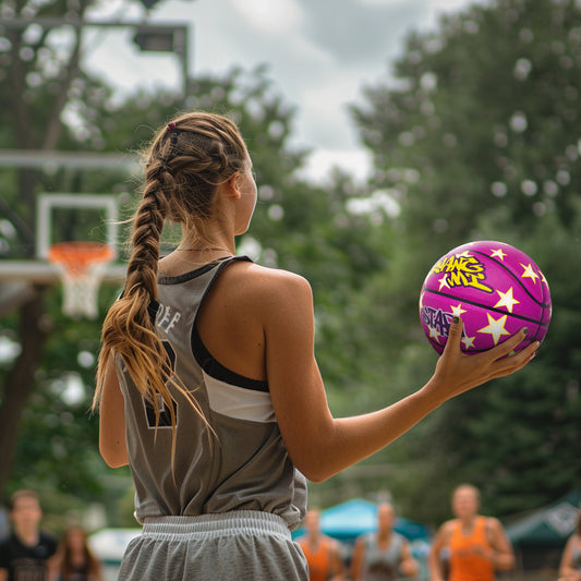 Balón de baloncesto callejero Kuangmi Purple Stars, talla 7
