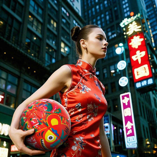 Balón de baloncesto callejero Kuangmi estilo chino con diseño de tigre y flores grandes, talla 7