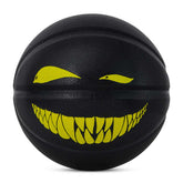 A front view of Kuangmi Devil Smiley Luminous Basketball that is not glowing during the day