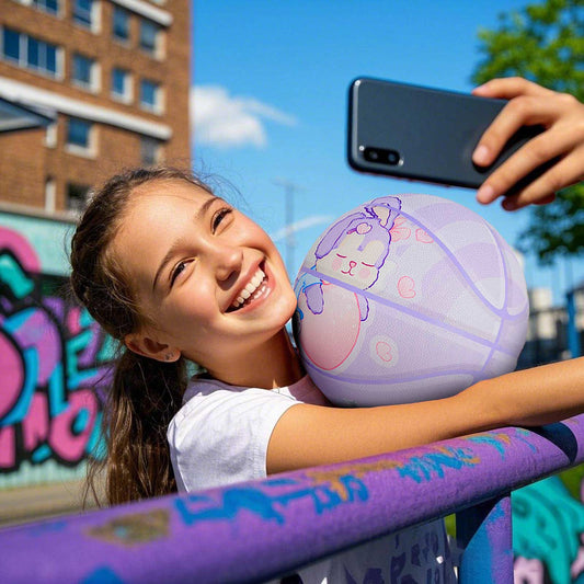 Lindo balón de baloncesto con temática de conejo Kuangmi, tallas 6/7