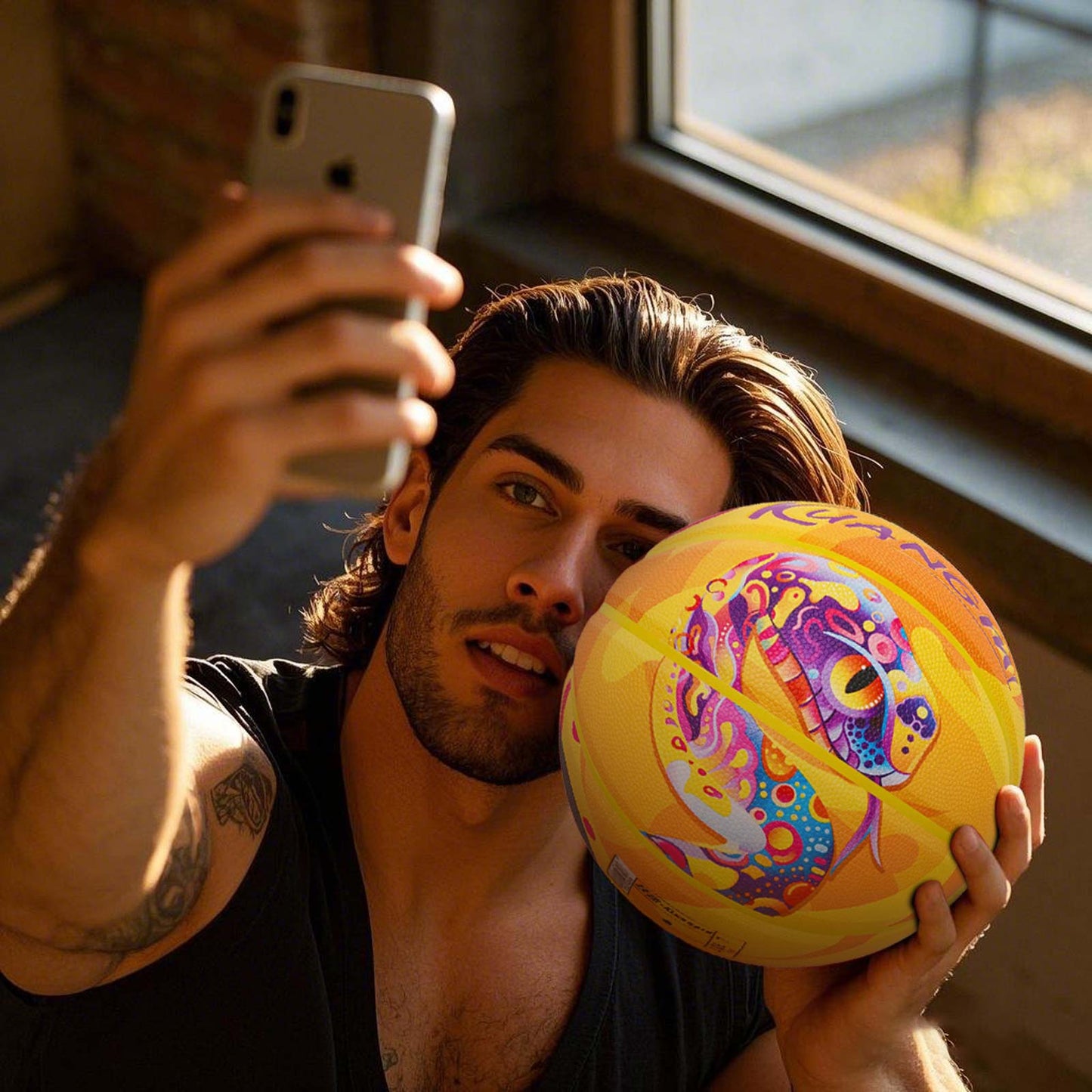 Balón de baloncesto pintado con serpiente Kuangmi Mamba, tallas 6 y 7