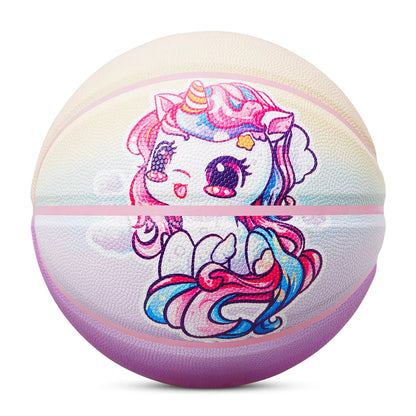 Kuangmi Unicorn Kids Basketball Size5 27.5", PU Leather Surface for Slip Resistance and Wear Resistance, Indoor/Outdoor