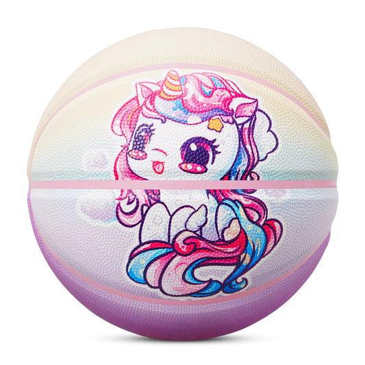 Kuangmi Unicorn Kids Basketball Size5 27.5", PU Leather Surface for Slip Resistance and Wear Resistance, Indoor/Outdoor