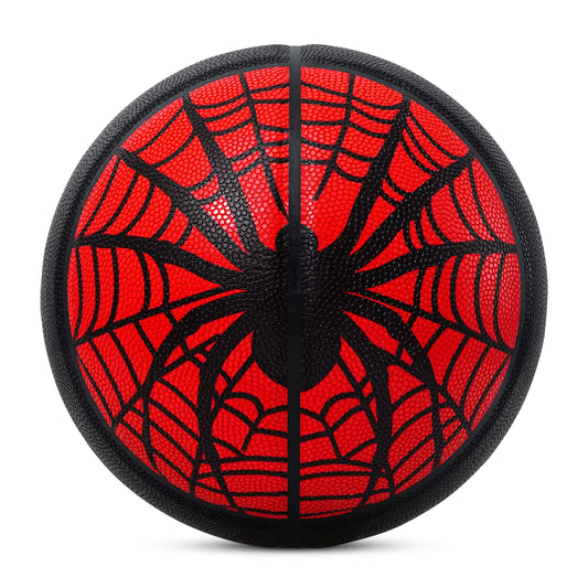 Kuangmi Black and Red Spider Pattern Basketball PU Anti-Slip Size 7 Competition and Training