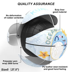 Kuangmi Whale Children's Basketball Size 5（27.5”）PU Material Durable Kids for Indoor Outdoor Play