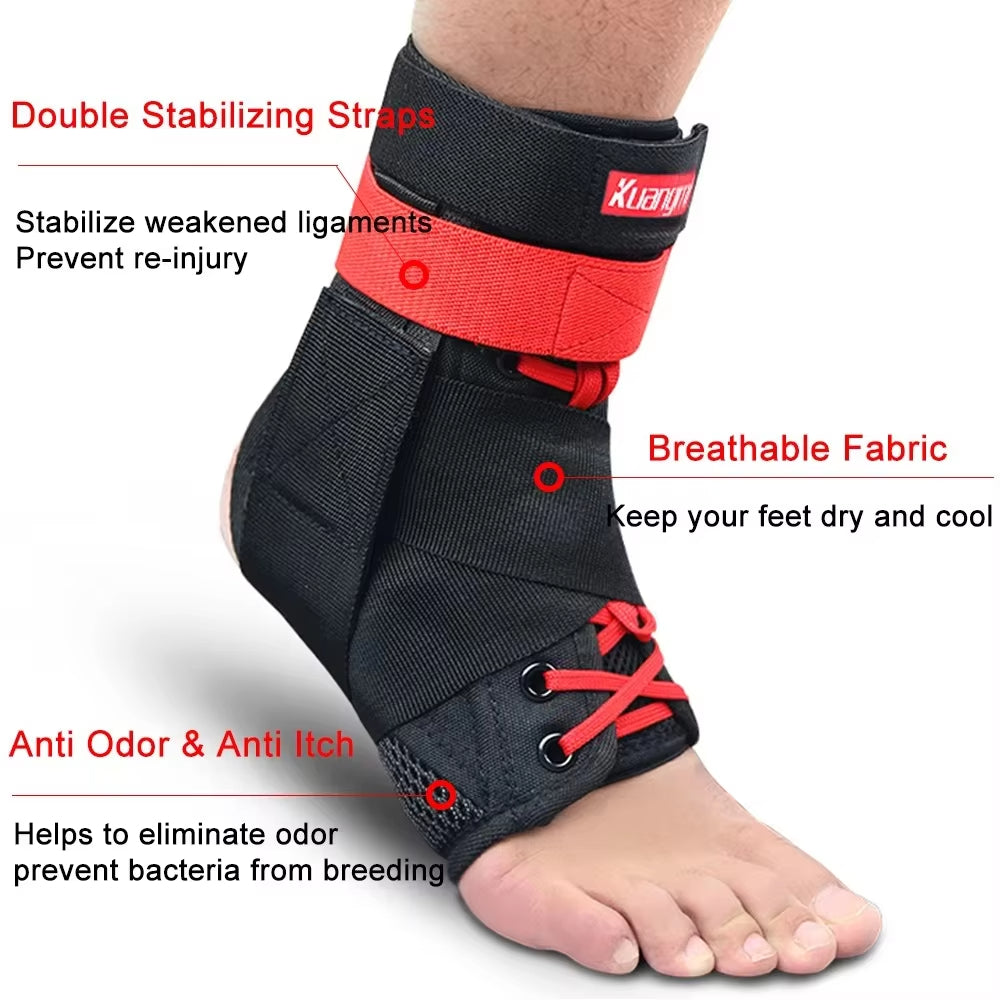 Kuangmi Figure-8 Wrapping Ankle Brace - Adjustable Ankle Support for Sports (S/M/L)