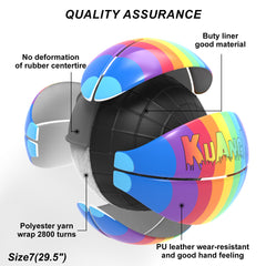 Balón de baloncesto Kuangmi Rainbow Colorful, tamaño 7 (29,5"), balón de PU resistente para niños, jóvenes y adultos, ideal para entrenamiento en interiores y exteriores.