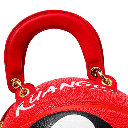 Kuangmi PU Red - Black “18” Pattern 7# Basketball Crossbody Bag w/ Adjustable Strap