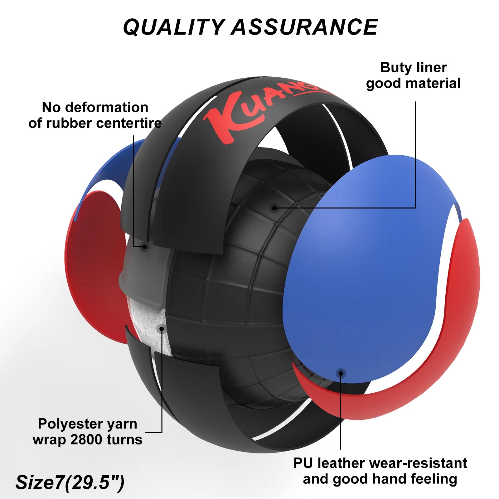 Kuangmi Tai Chi Basketball, Official Size 7 (29.5"), Unique Tai Chi Symbol Red and Blue Color Design, for Indoor & Outdoor