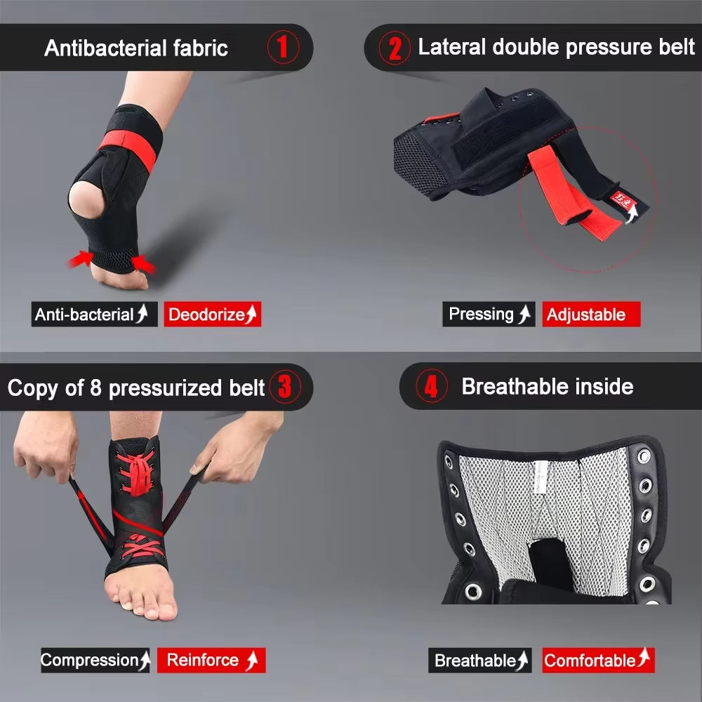 Kuangmi Figure-8 Wrapping Ankle Brace - Adjustable Ankle Support for Sports (S/M/L)