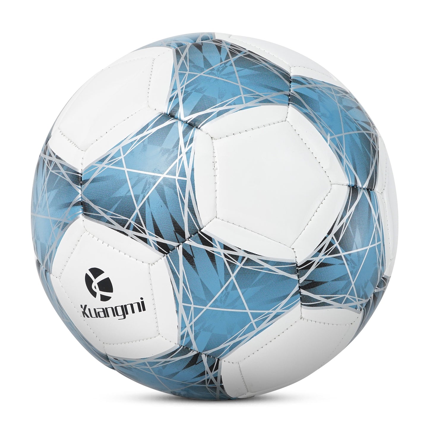 Balón de fútbol Kuangmi con líneas entrelazadas azules y blancas - Talla 5