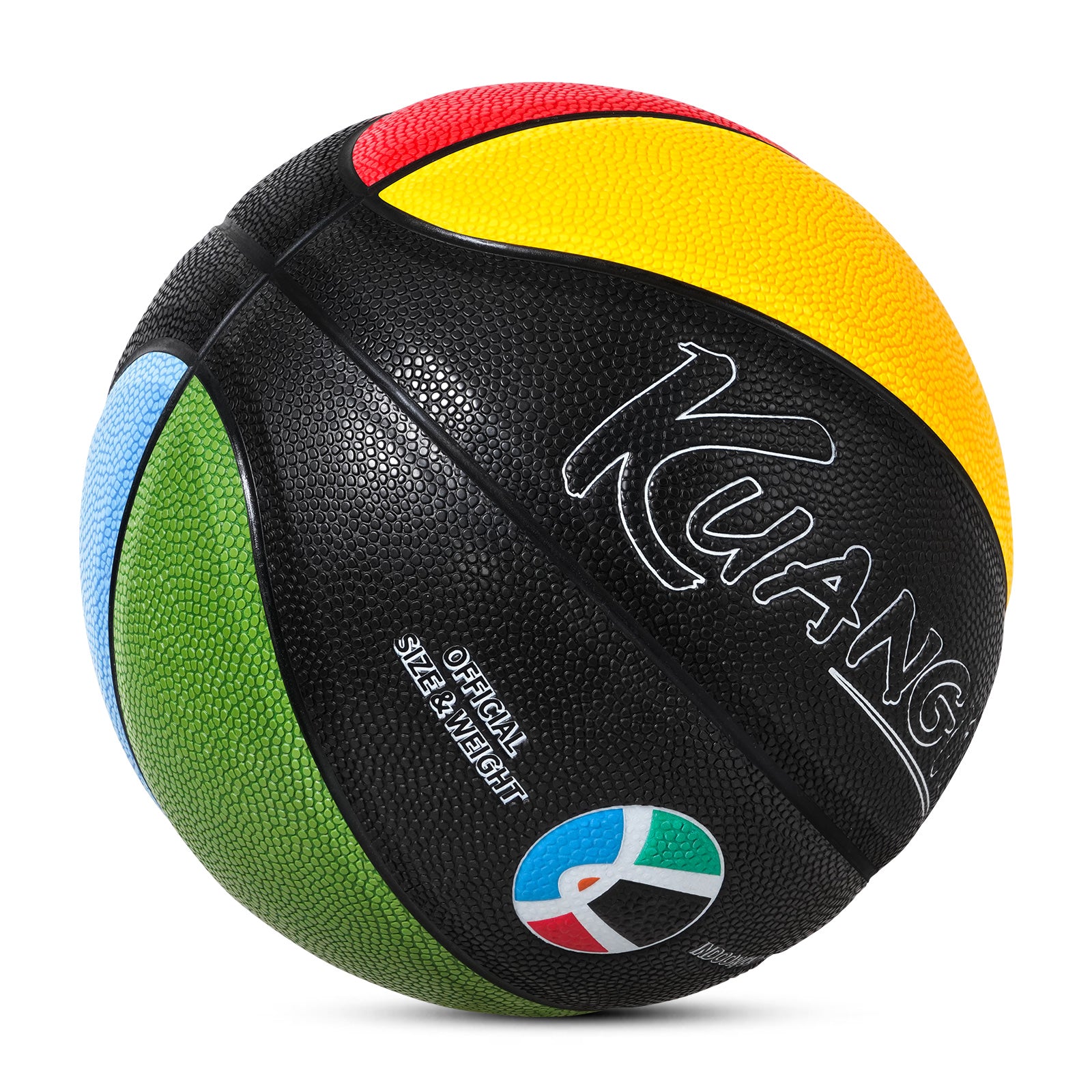 Kuangmi Olympic Colors Basketball - Multicolor Composite PU Ball (Sizes 3/4/5/6/7)