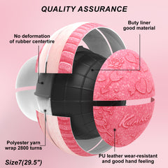 Kuangmi Sandwich Cookie Basketball, Sizes 6 & 7, Pink & Black, Hygroscopic PU Leather