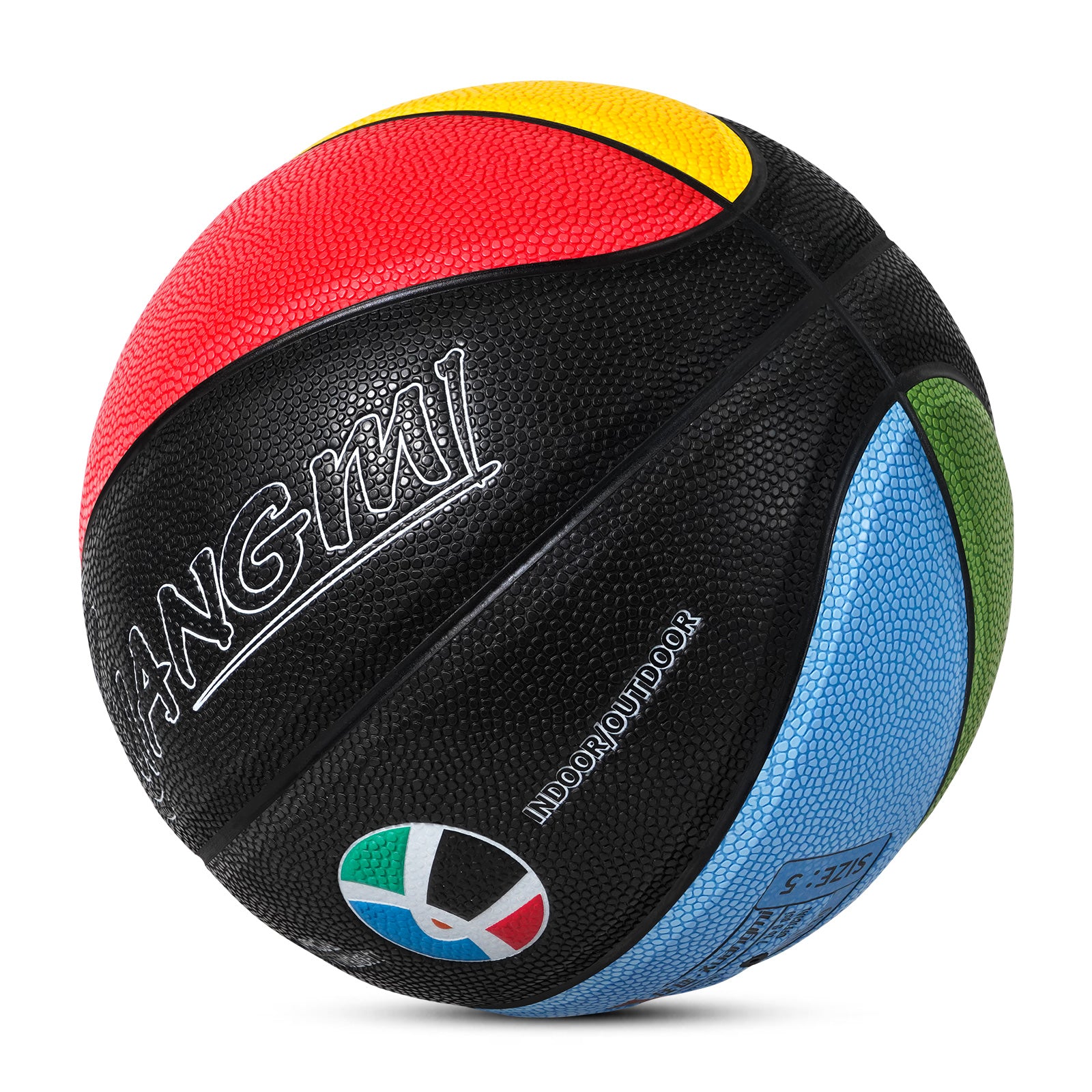 Kuangmi Olympic Colors Basketball - Multicolor Composite PU Ball (Sizes 3/4/5/6/7)