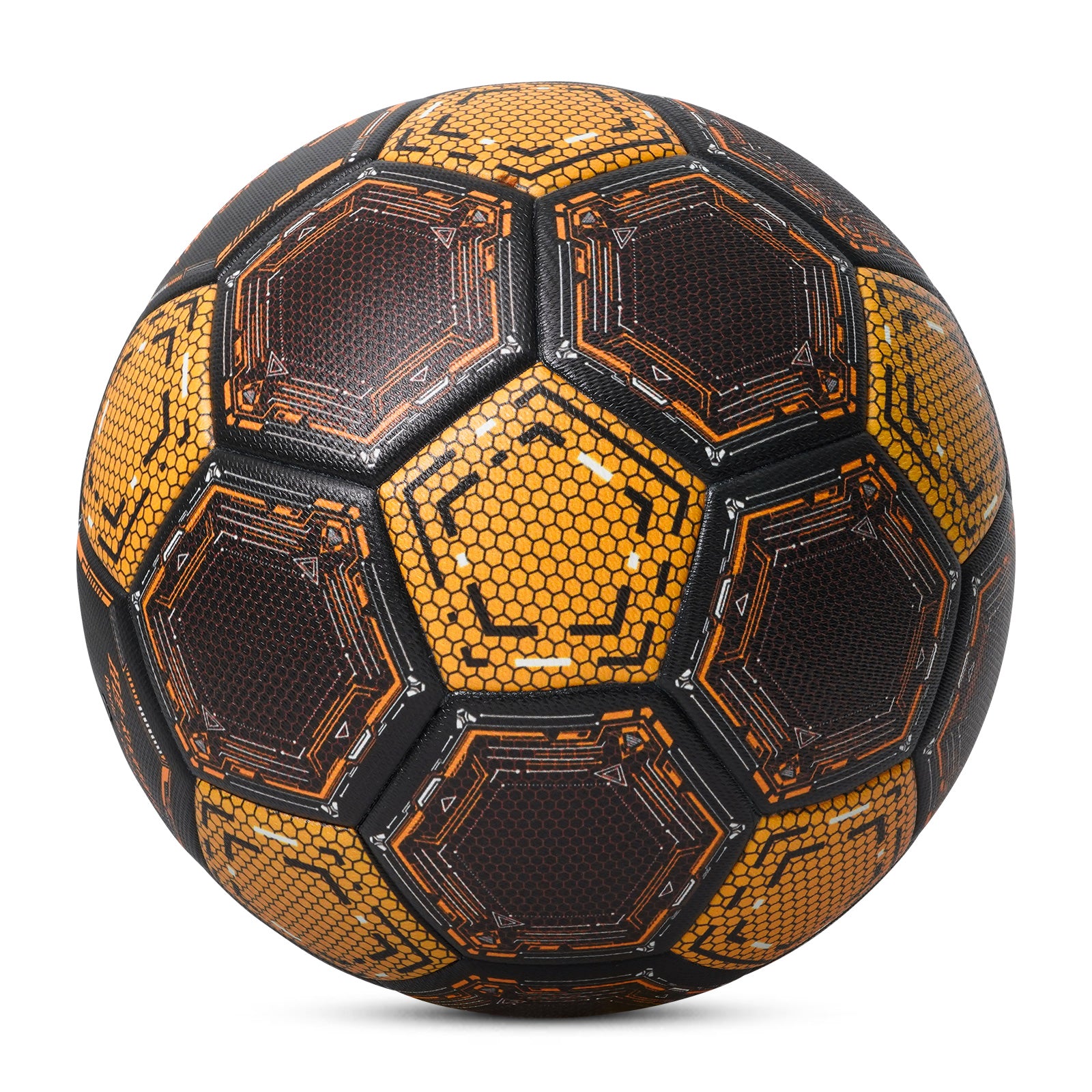 Kuangmi Mecha Honeycomb Football (Silver/Black-Gold), Size 5, PU Surface for Training & Competition
