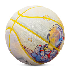 Kuangmi Kids' Yellow Astronaut Basketball, Size 5 (27.5"), Hygroscopic PU Leather
