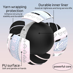 Kuangmi Fair Isle Pattern Volleyball - Cute Cat & Heart Design Size 5