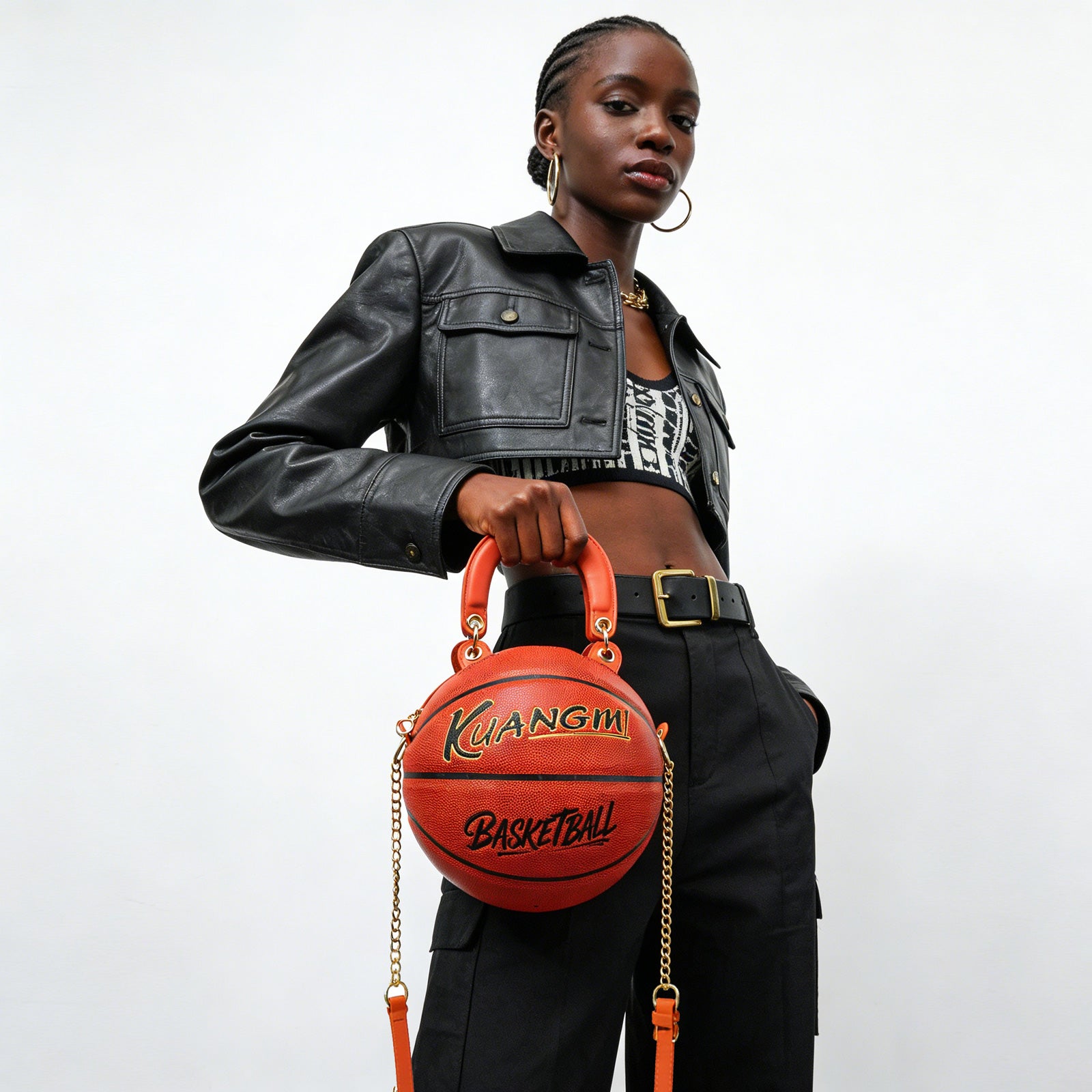 Kuangmi Klassische Braune Basketball Geldbörse & Handtasche - Größe 7