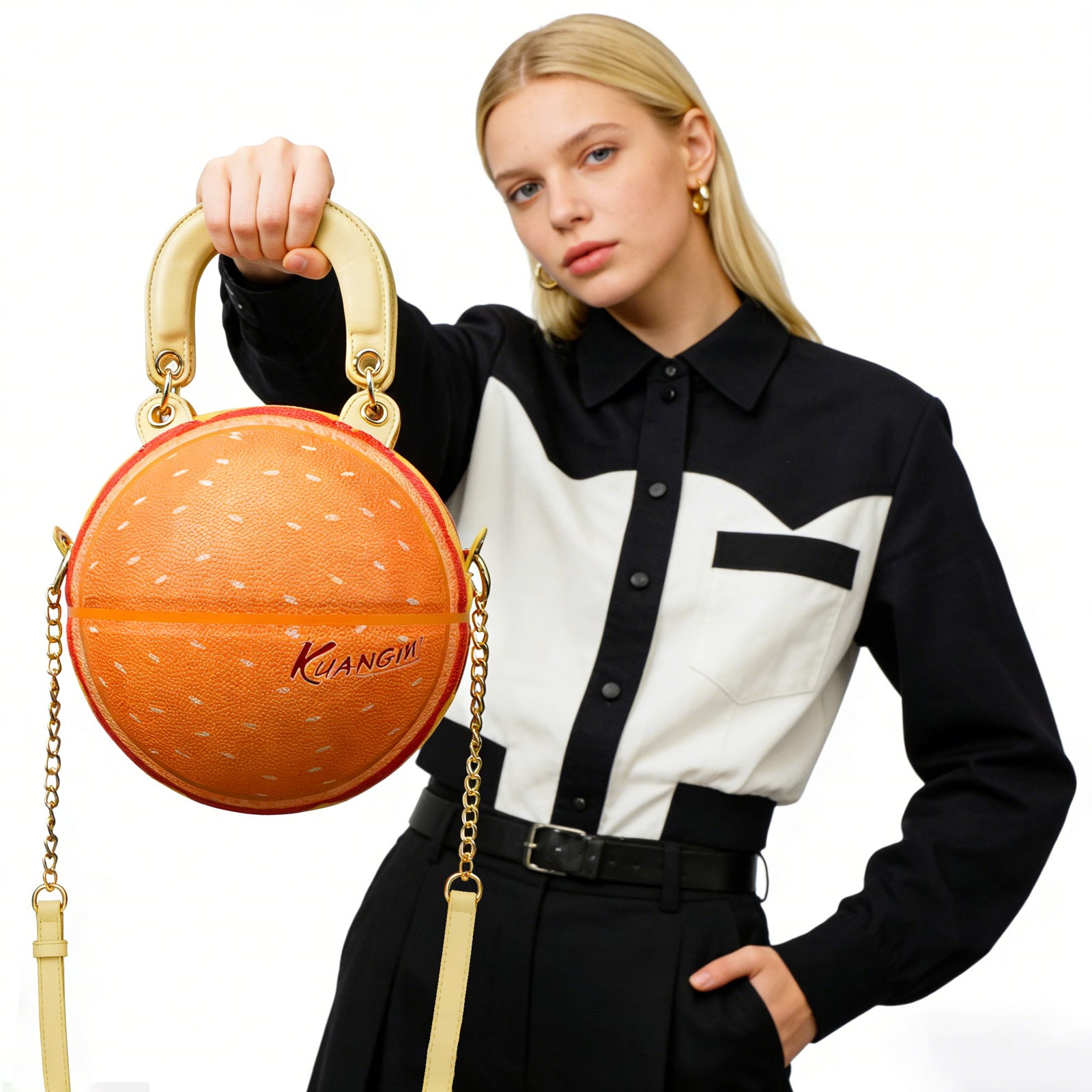 Kuangmi Cheeseburger Basketball Geldbörse & Handtasche, Basketballtasche - Größe 7